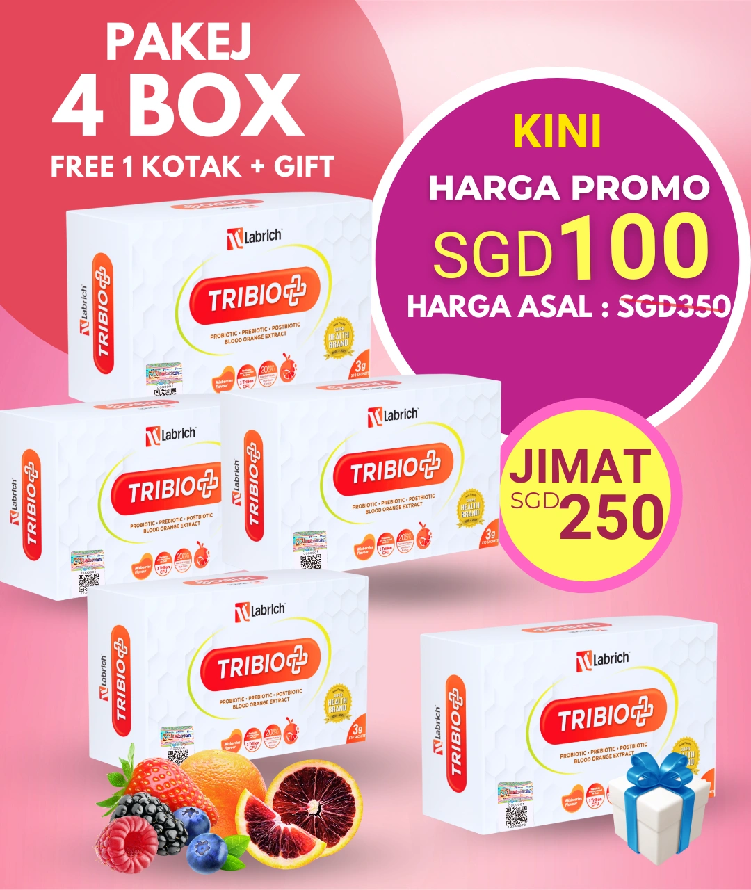 Set 4 Box + Percuma 1 Box + 1 Freegift