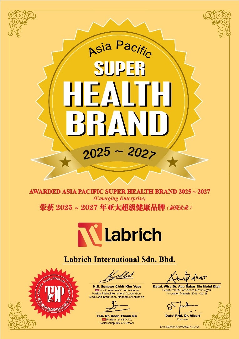 Asia Pacific Super Health Brand 2025-2027 Certificate - Labrich International